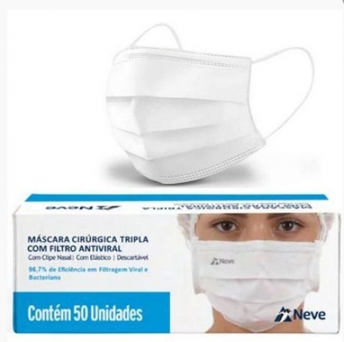 Máscara Cirúrgica Tripla Com Filtro Antiviral CX C/50
